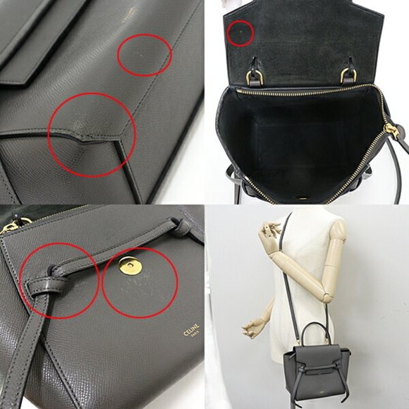 CELINE Nano Belt Bag Shoulder Handbag Grained Calfskin 189003ZVA Grey - Picture 3 of 3